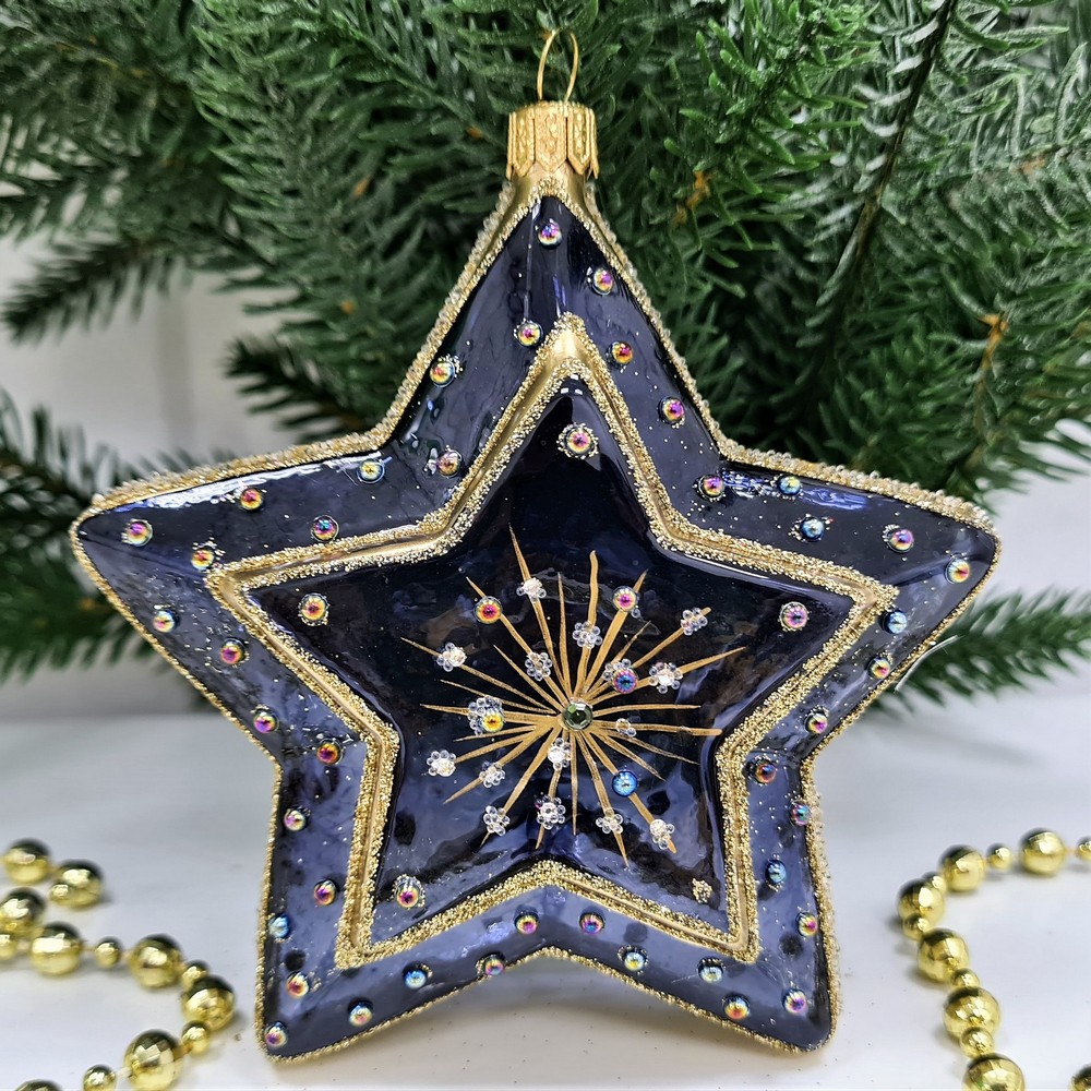 фото Стеклянная елочная игрушка Звезда-5
