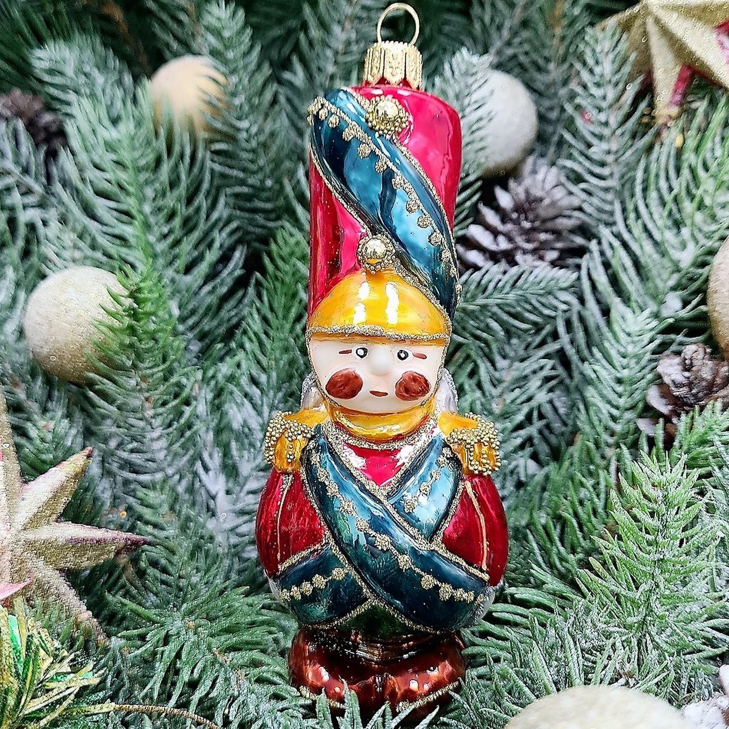 фото Стеклянная елочная игрушка Солдатик