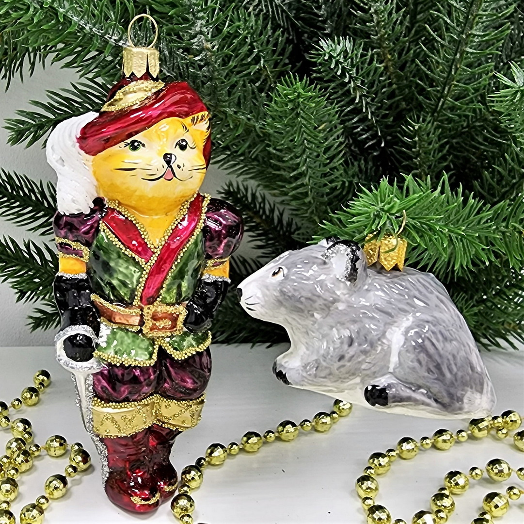 фото Набор ёлочных игрушек Кот в сапогах и мышонок
