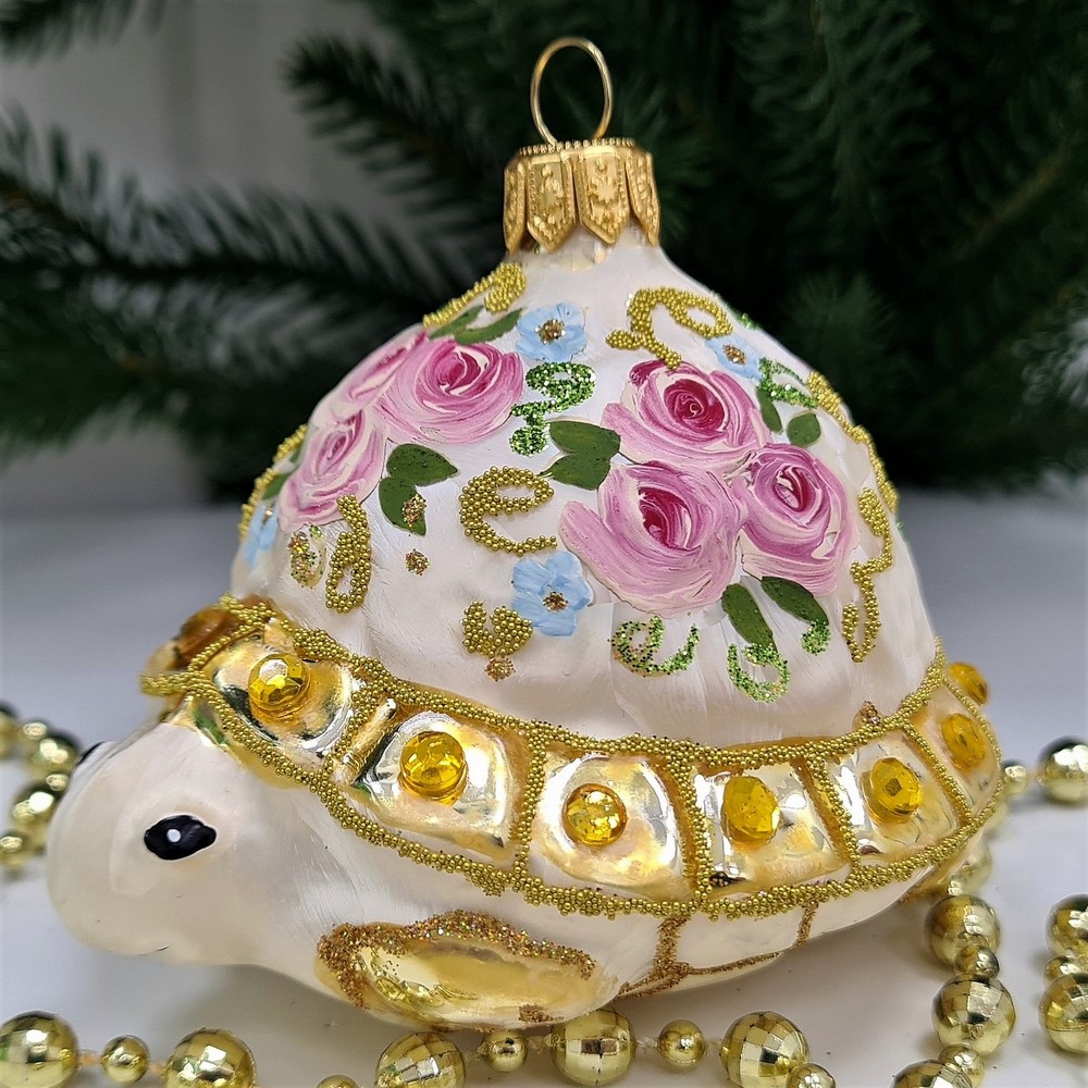 фото Стеклянная елочная игрушка Черепаха Версаль