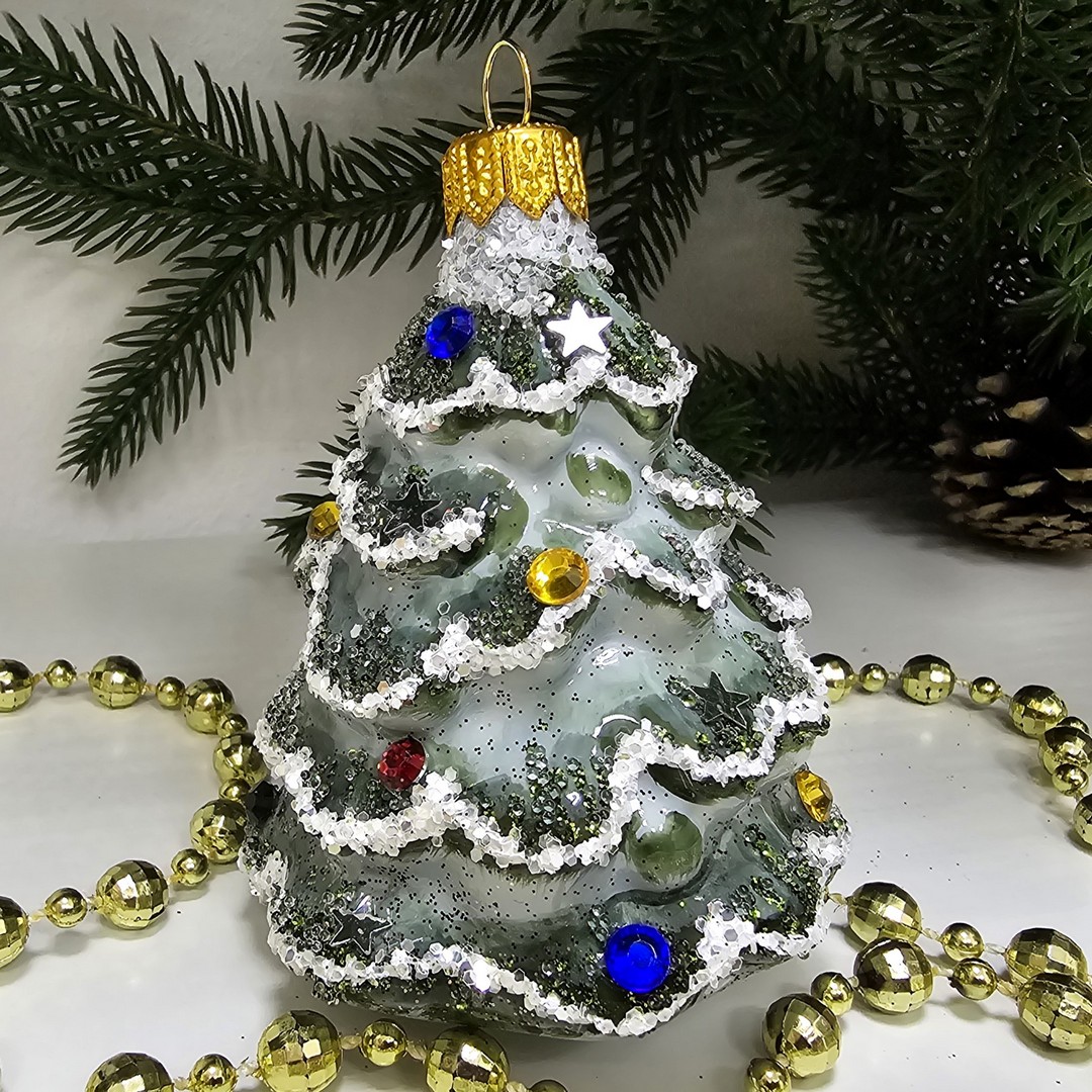 фото Стеклянная елочная игрушка Ёлочка