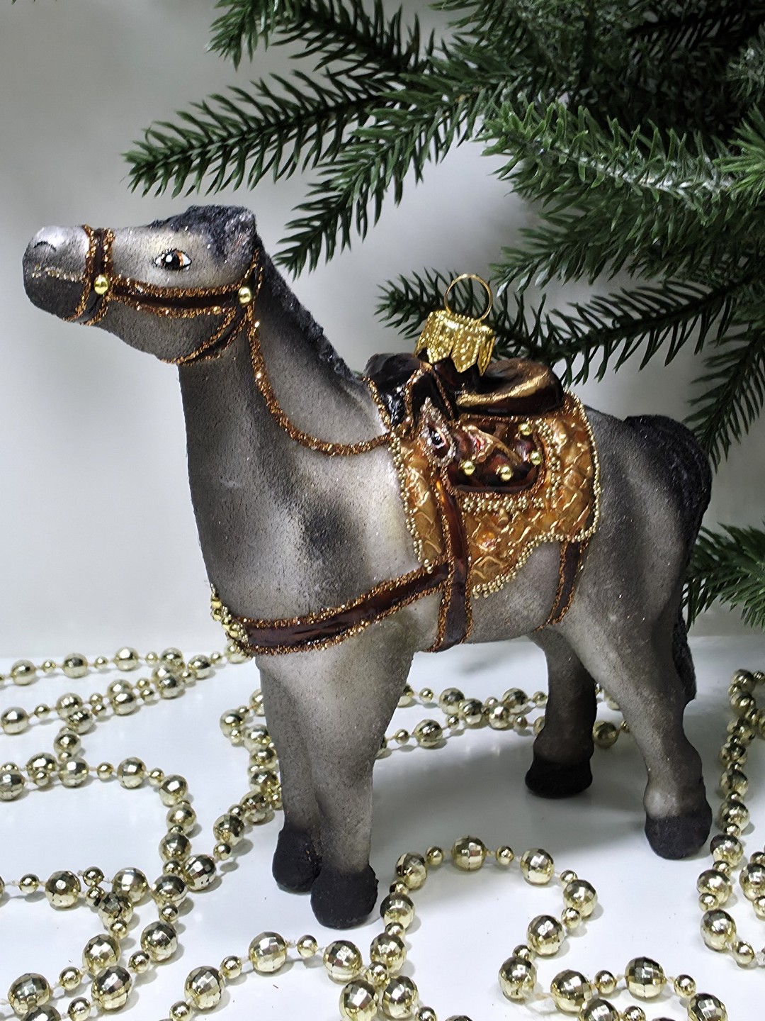фото Стеклянная елочная игрушка Лошадь большая
