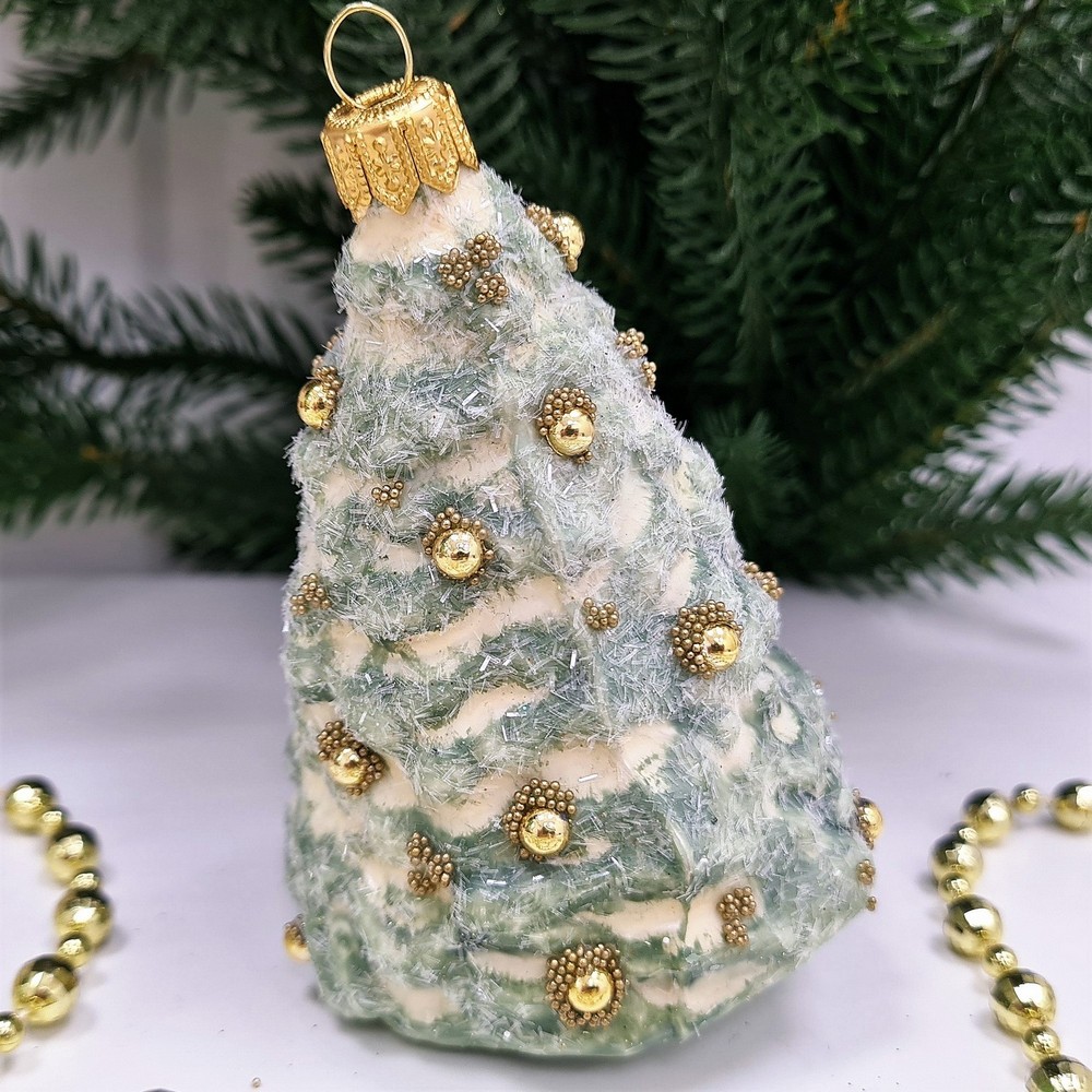 фото Стеклянная елочная игрушка Елочка винтаж