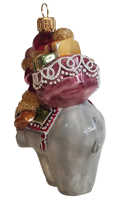 фото Стеклянная елочная игрушка Дед Мороз на слоне