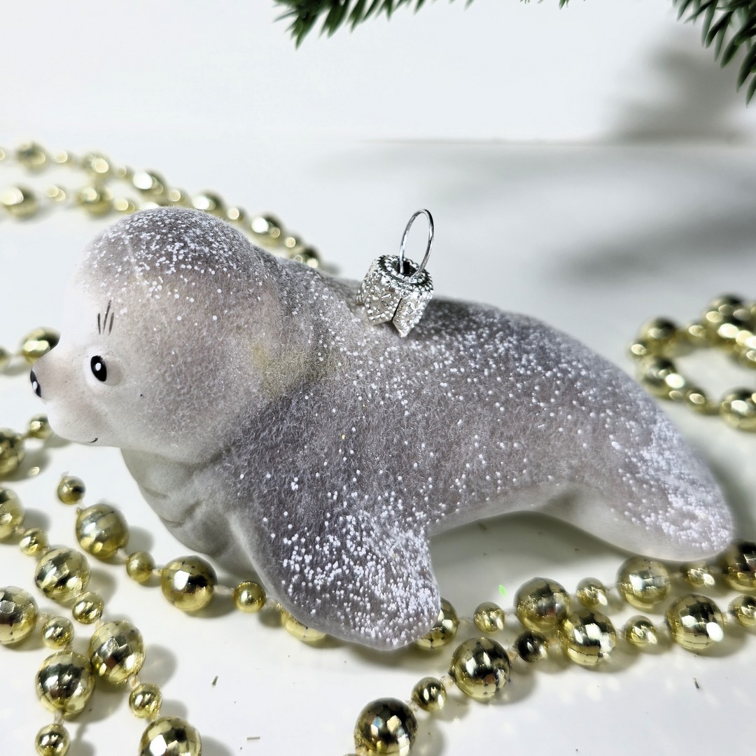 фото Стеклянная елочная игрушка Тюлень полярный