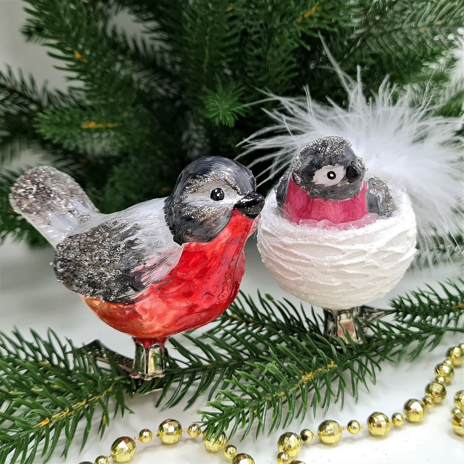 фото Набор ёлочных игрушек Две птички Снегири