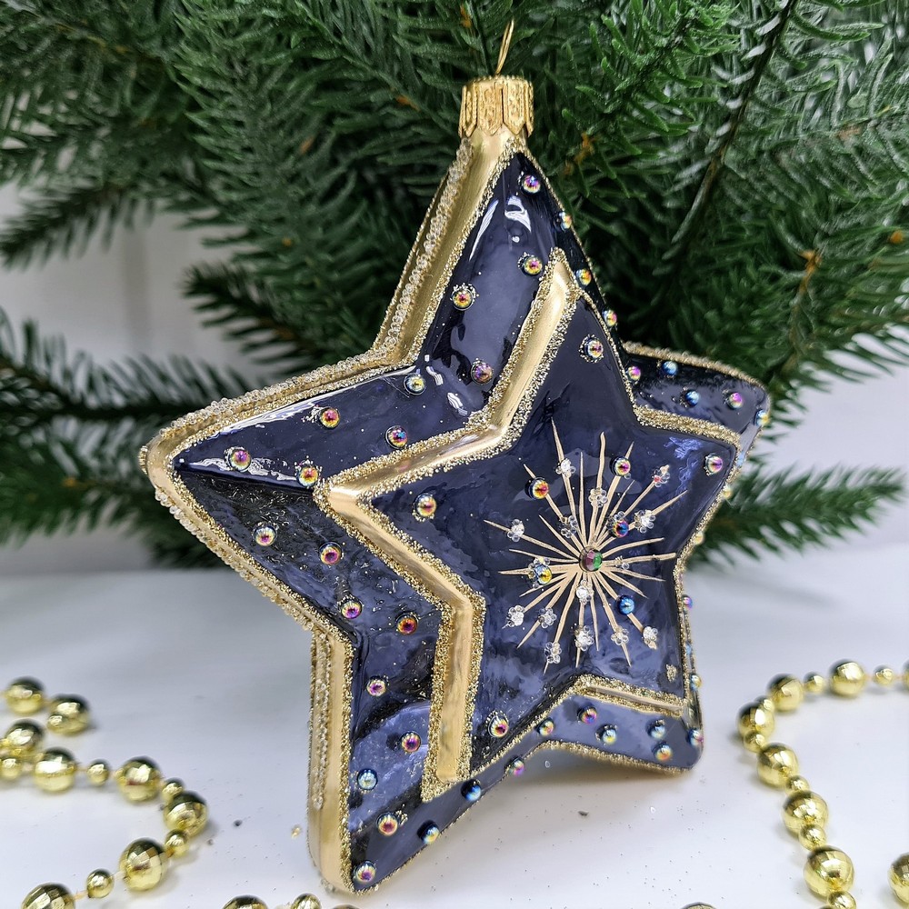 фото Стеклянная елочная игрушка Звезда-5