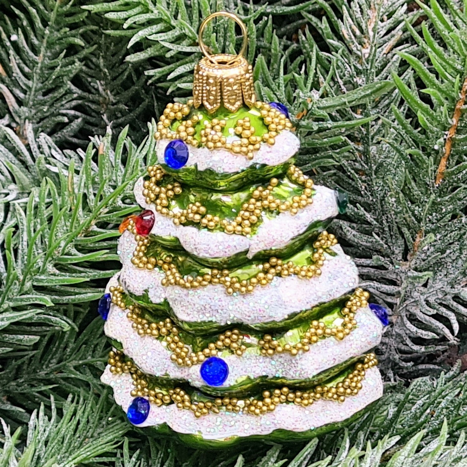 фото Стеклянная елочная игрушка Елочка мини