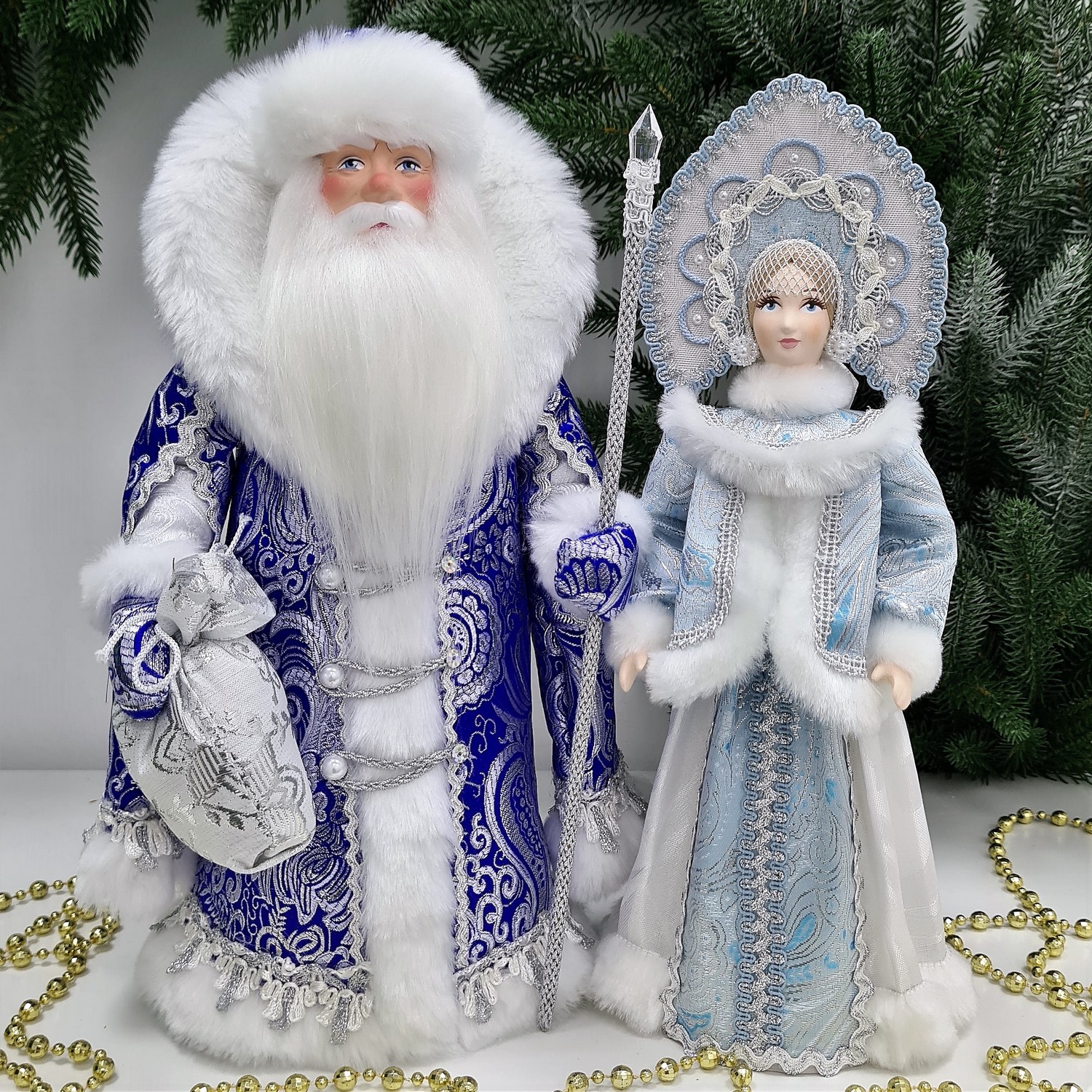 фото Набор Дед Мороз 34 см и Снегурочка 31 см №113