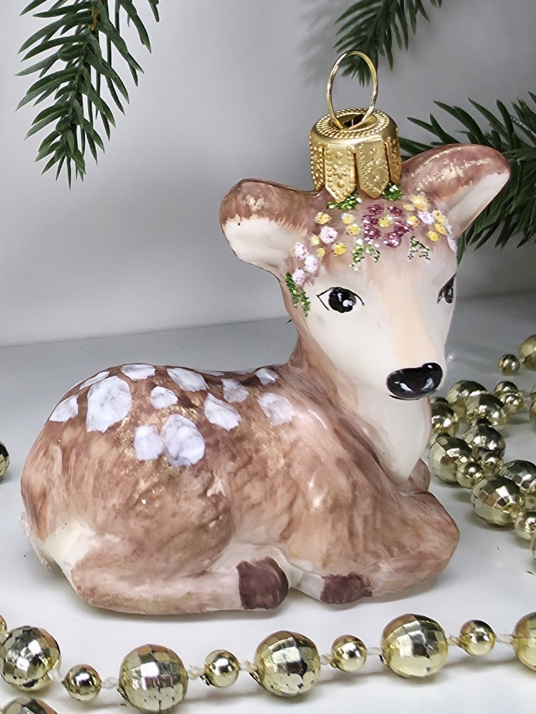 фото Стеклянная елочная игрушка Олененок винтаж