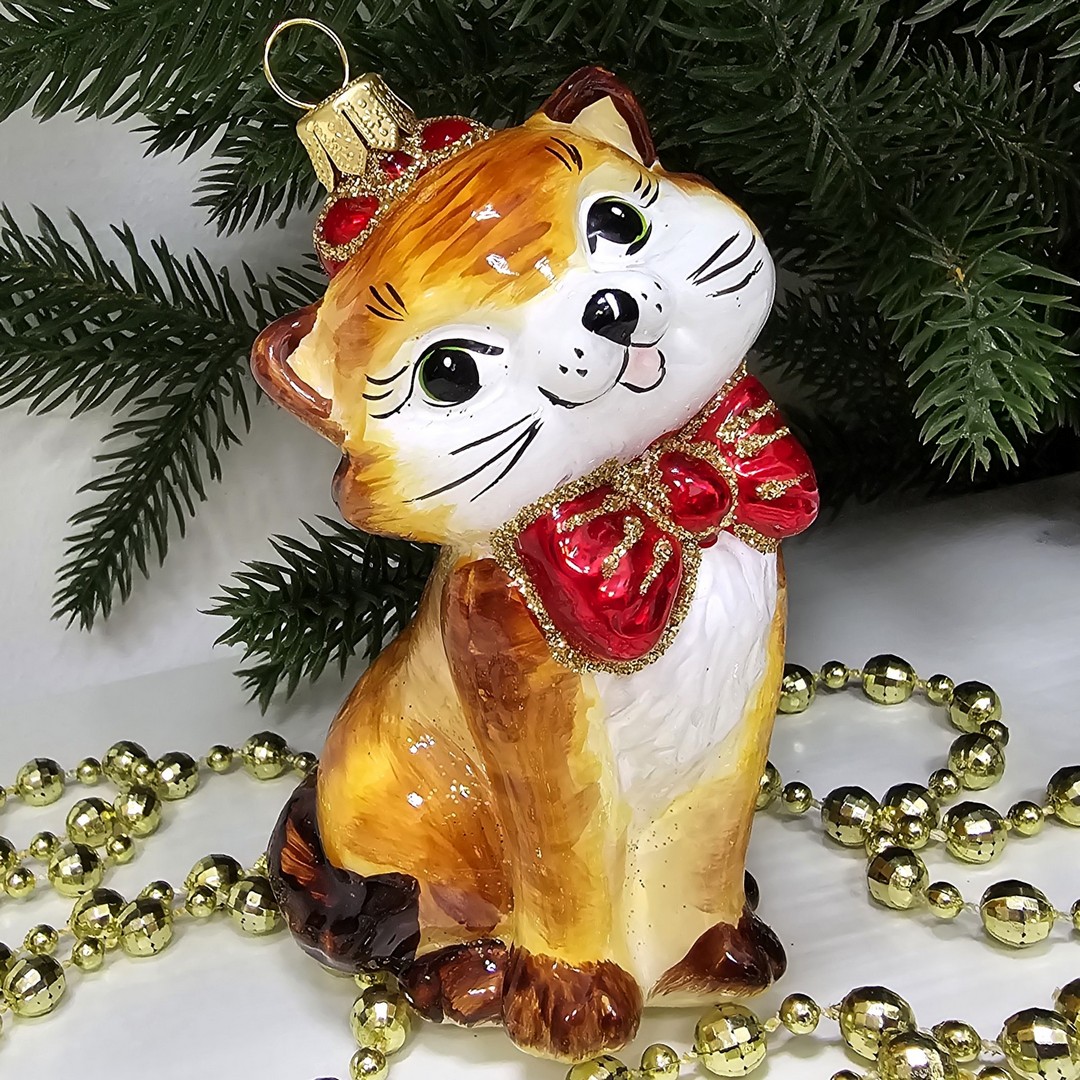 фото Стеклянная елочная игрушка Киса Мэри