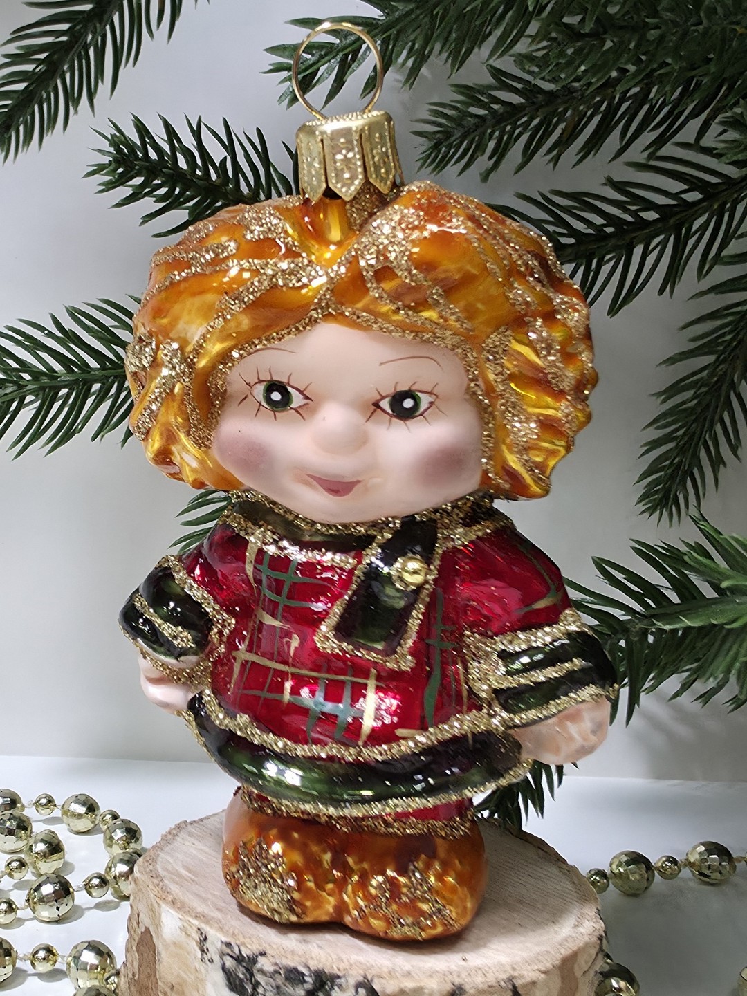 фото Стеклянная елочная игрушка Лохматый мальчик