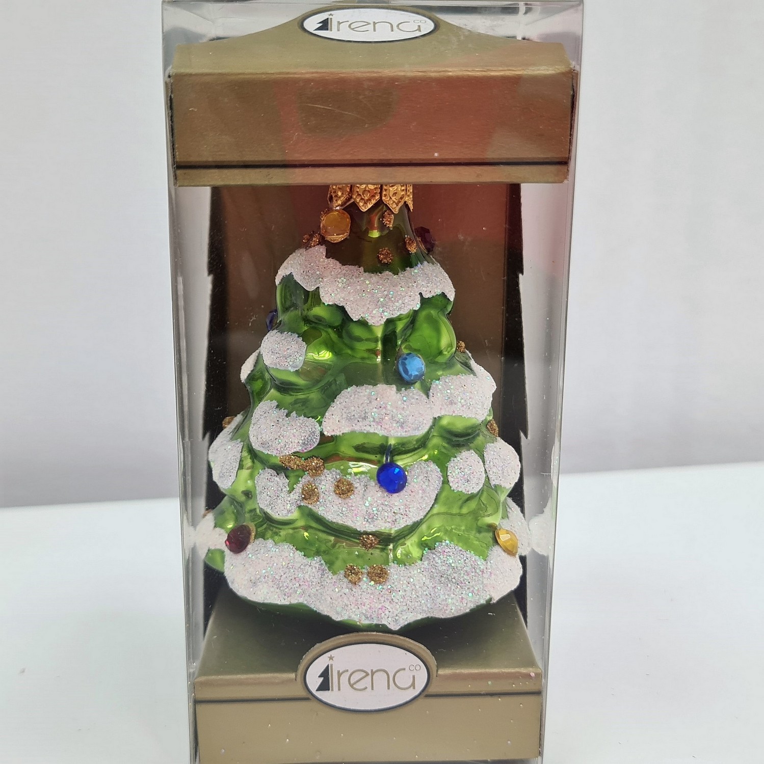 фото Стеклянная елочная игрушка Елочка мини с камнями