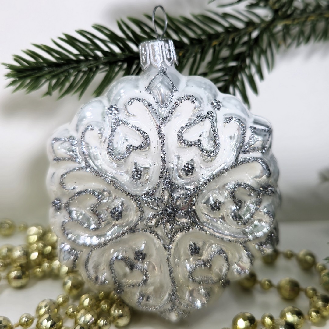 фото Стеклянная елочная игрушка Снежинка