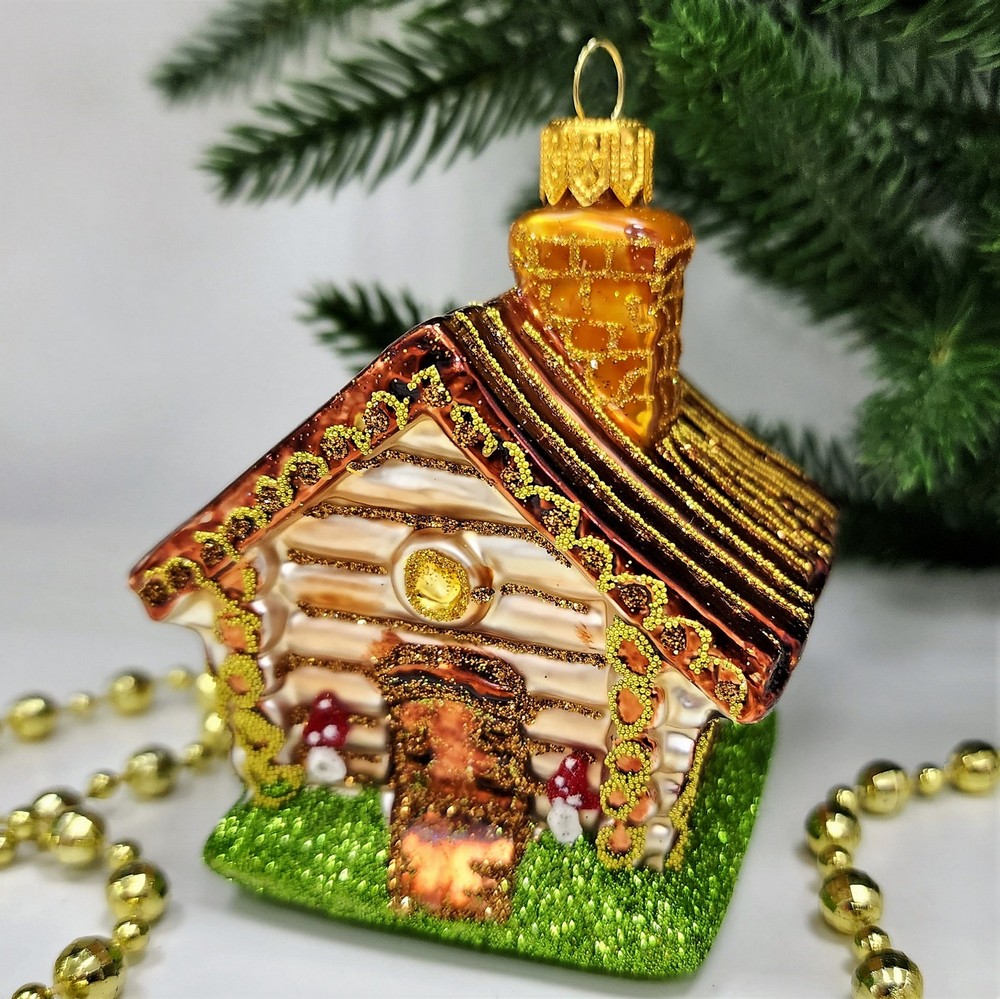 фото Стеклянная елочная игрушка Домик