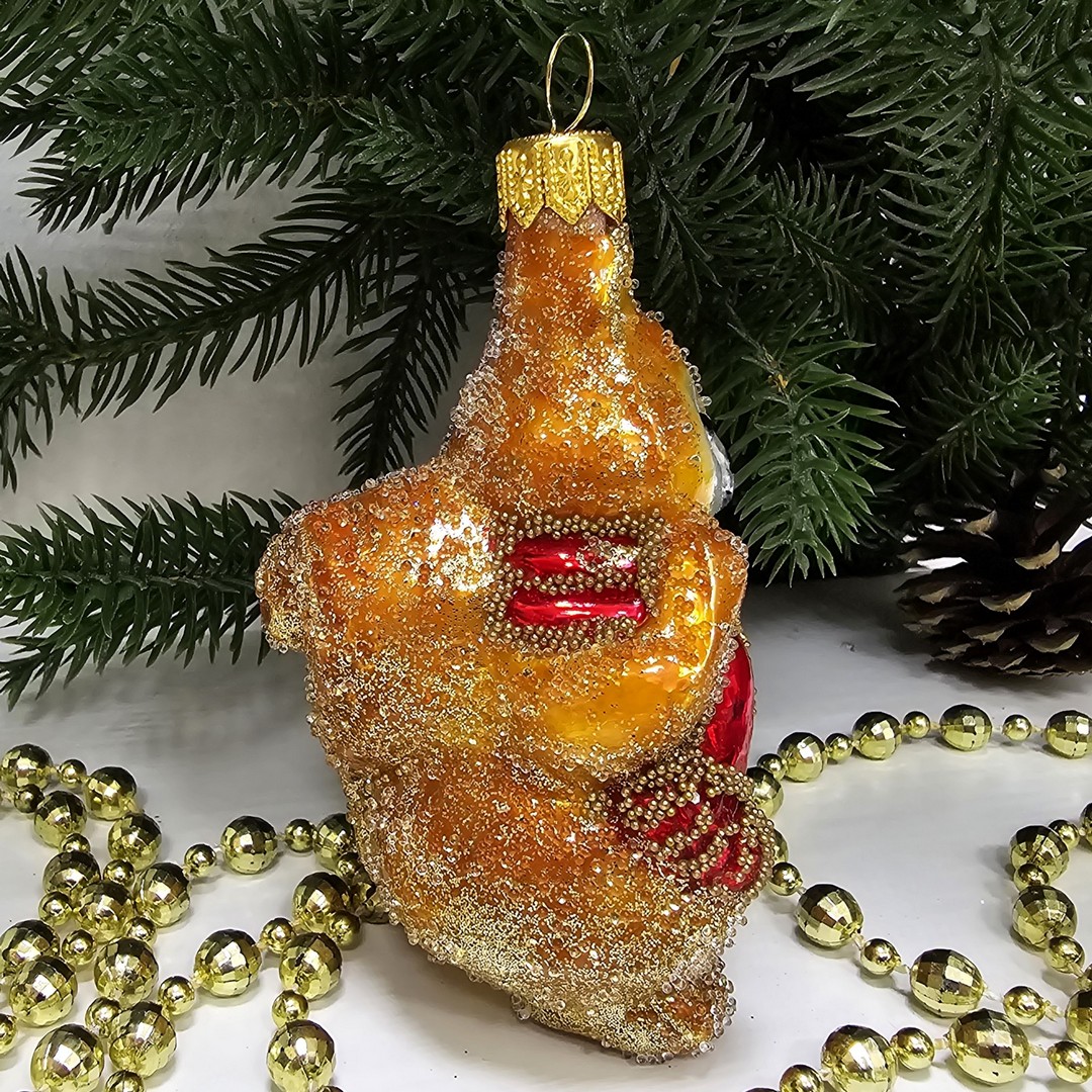 фото Стеклянная елочная игрушка Белочка с орехом сахар