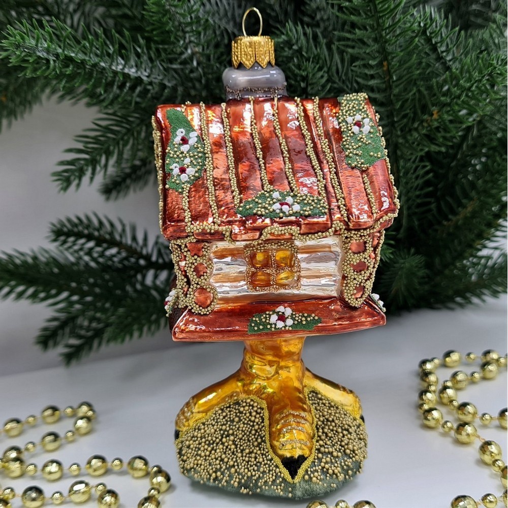 фото Стеклянная елочная игрушка Избушка на курьих ножках