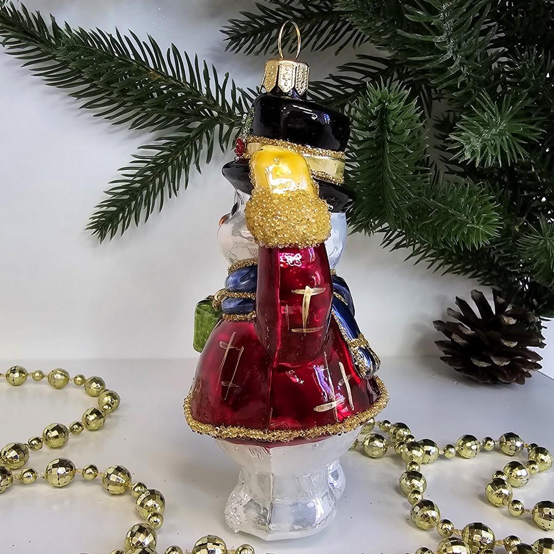 фото Стеклянная елочная игрушка Снеговик