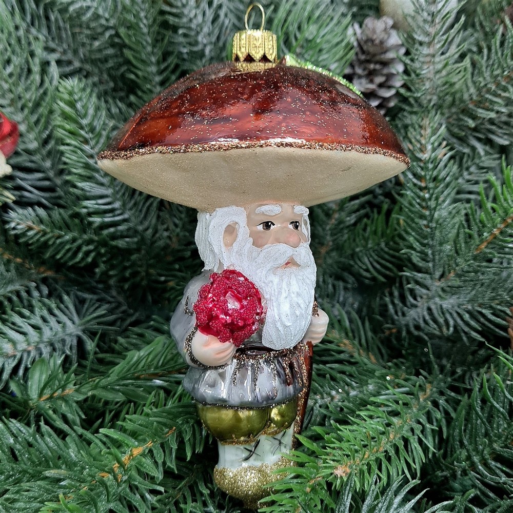 фото Стеклянная елочная игрушка Гриб Боровик