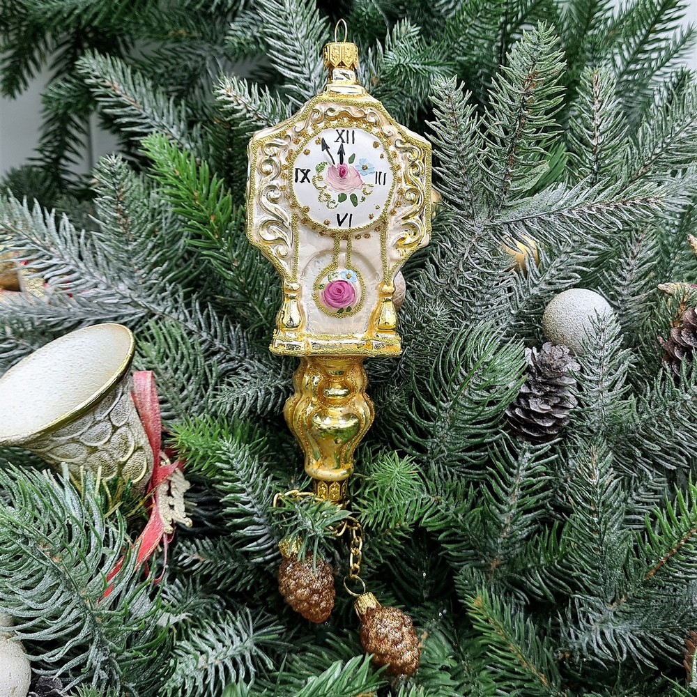 фото Стеклянная елочная игрушка Часы настенные Версаль