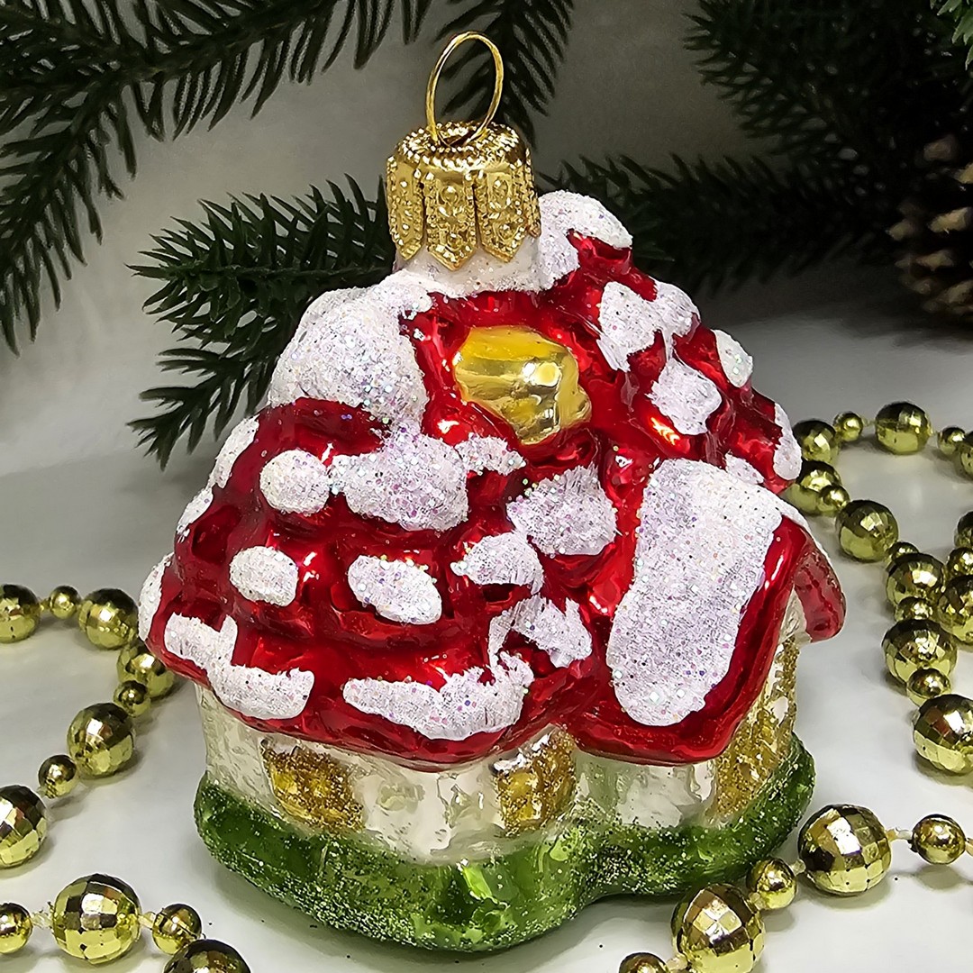 фото Стеклянная елочная игрушка Домик викторианский