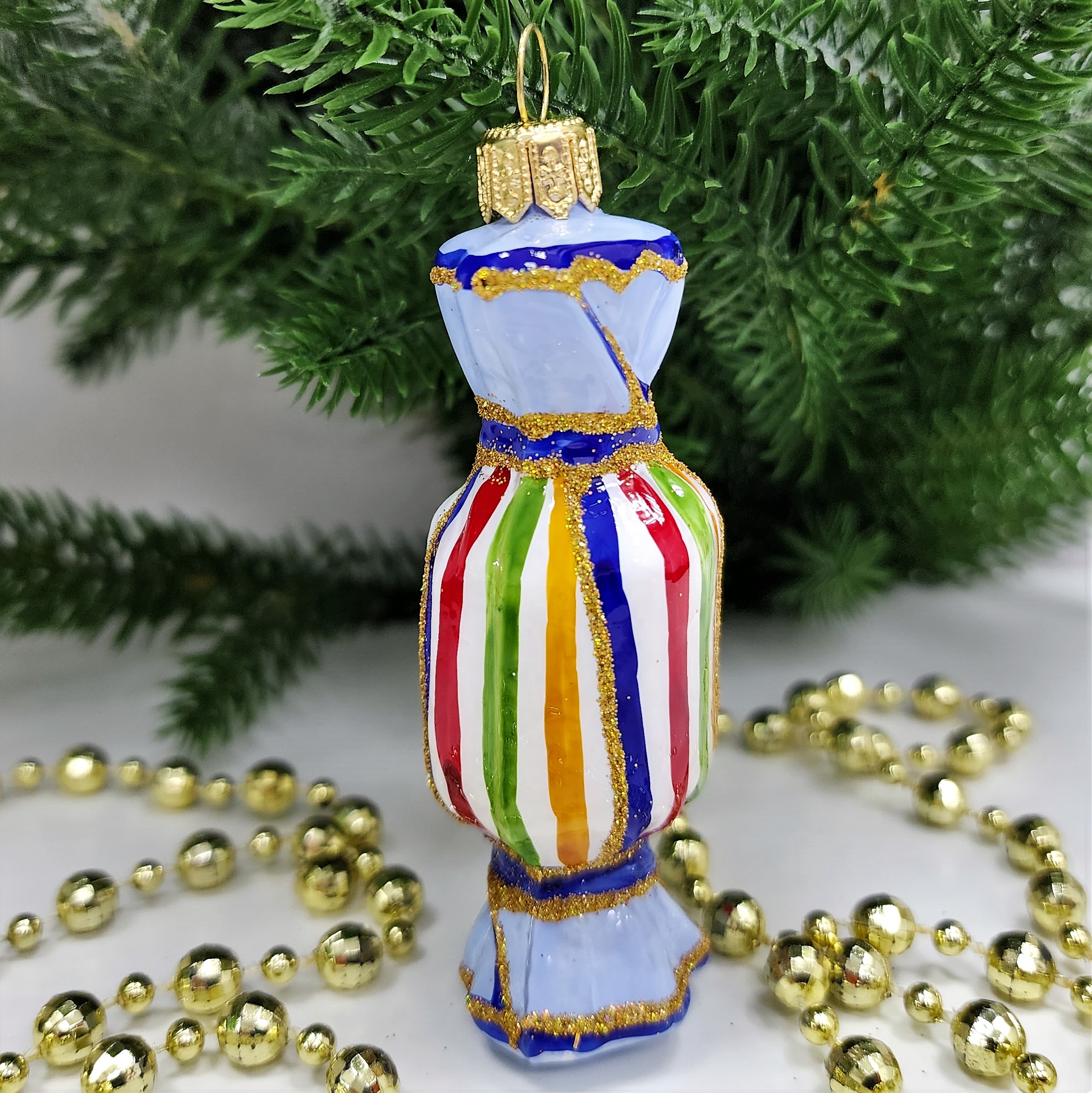 фото Стеклянная елочная игрушка Конфета