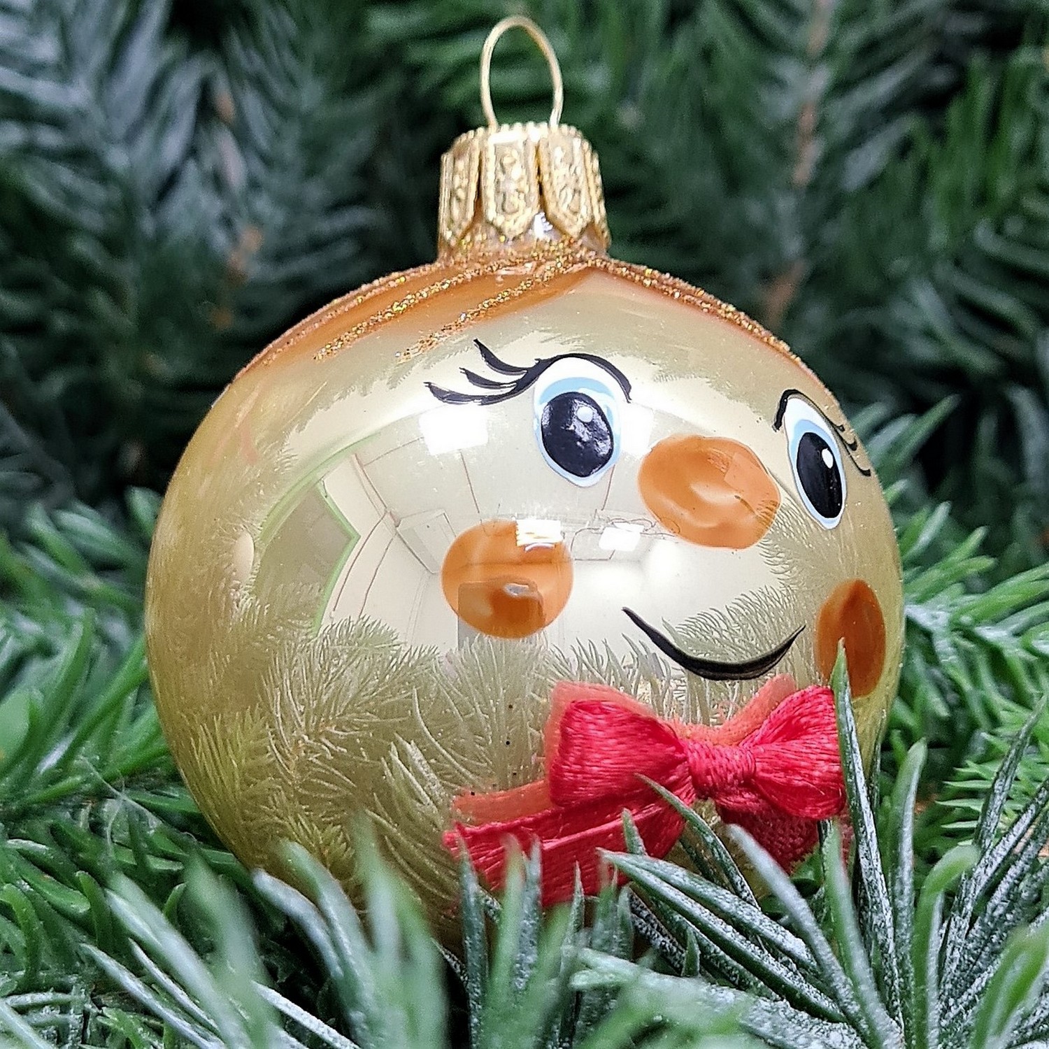 фото Стеклянная елочная игрушка Колобок