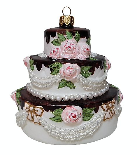 фото Стеклянная елочная игрушка Торт большой