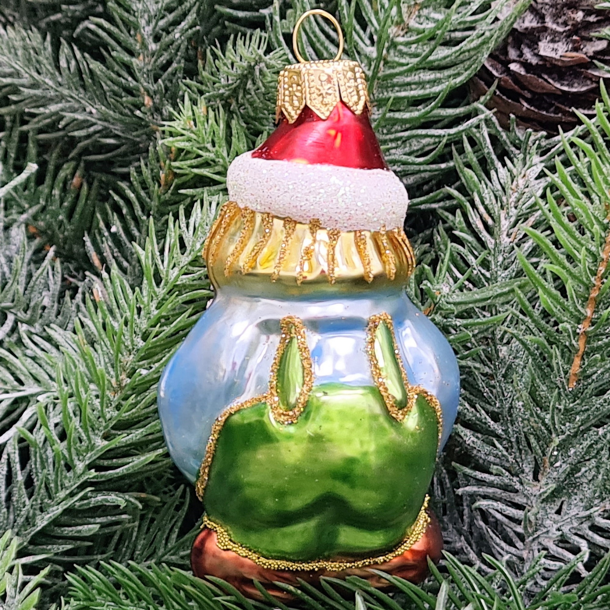 фото Стеклянная елочная игрушка Клоун с гармошкой