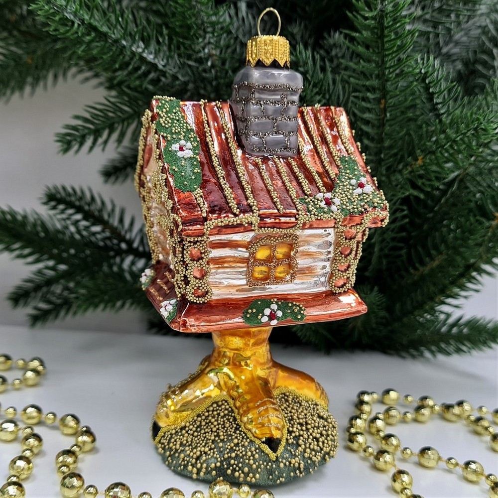 фото Стеклянная елочная игрушка Избушка на курьих ножках