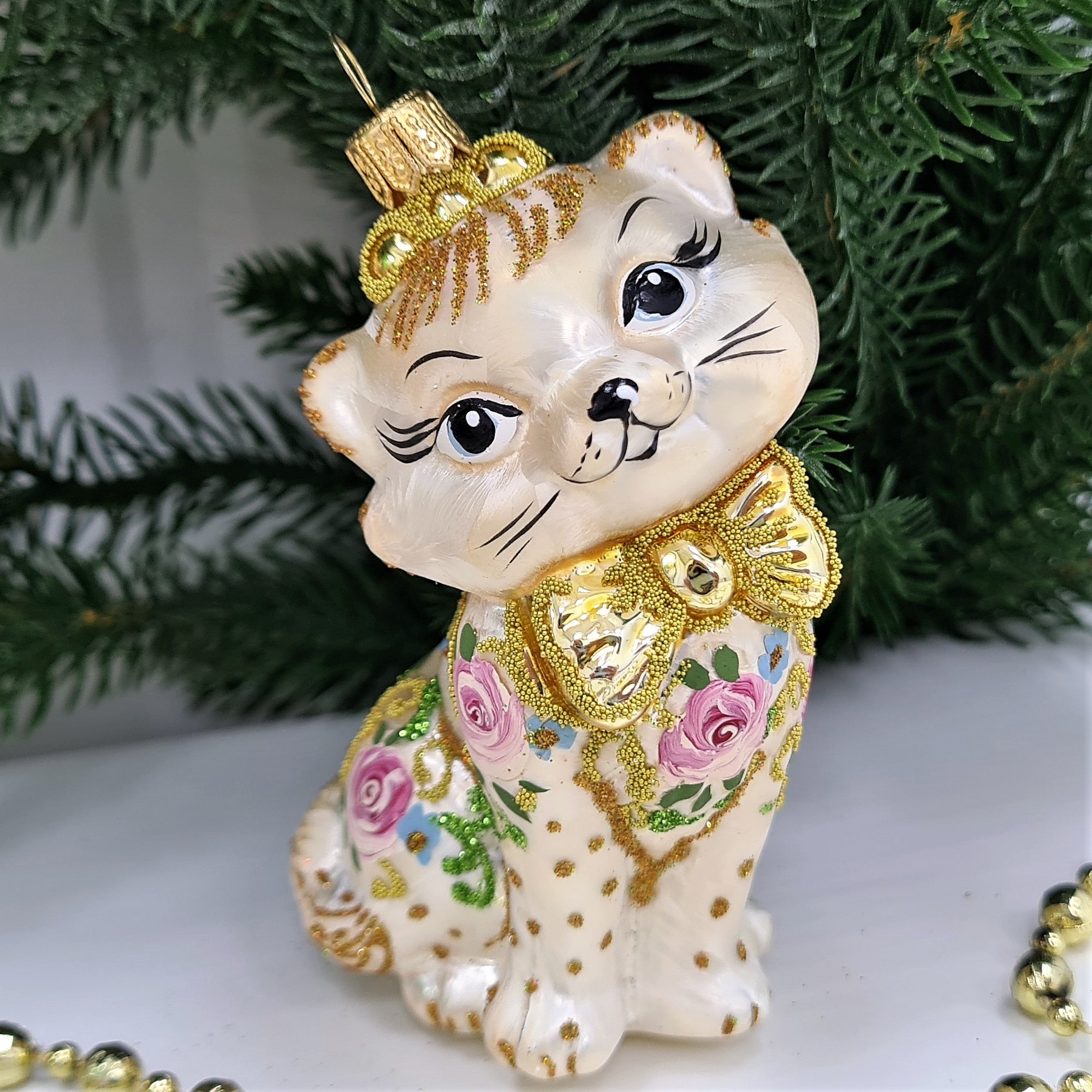 фото Стеклянная елочная игрушка Киса Мэри Версаль