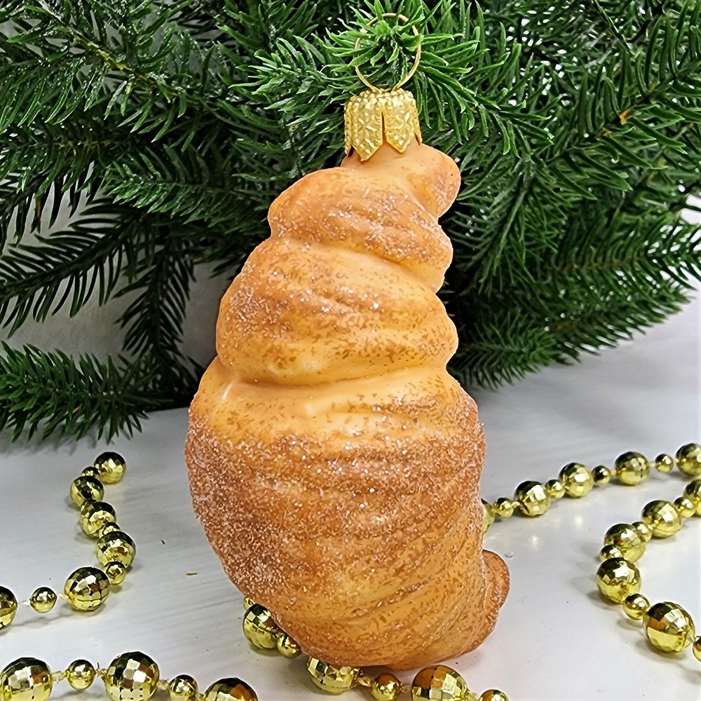 фото Стеклянная елочная игрушка Круассан