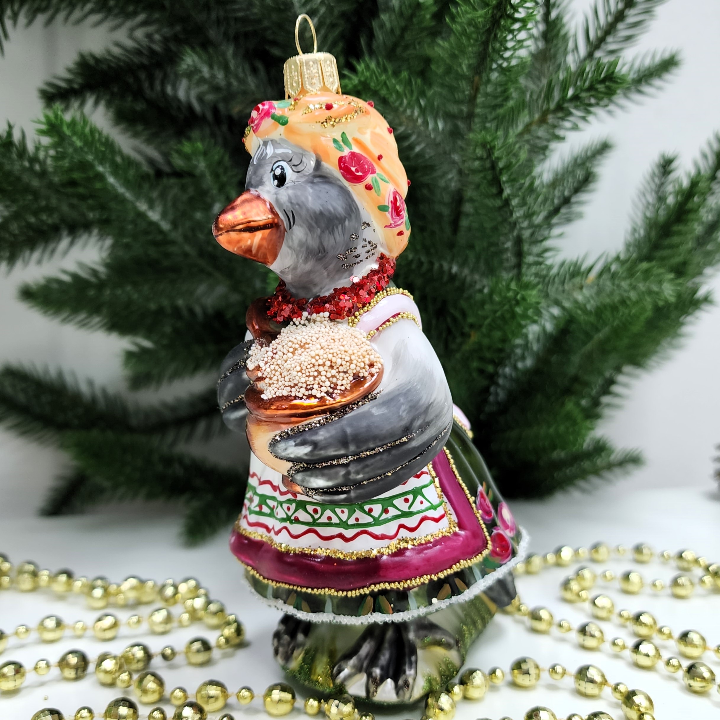 фото Стеклянная елочная игрушка Сорока