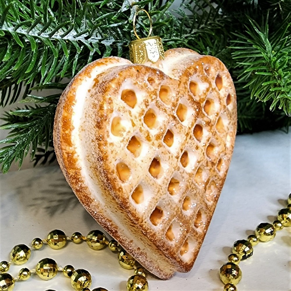 фото Стеклянная елочная игрушка Вафелька