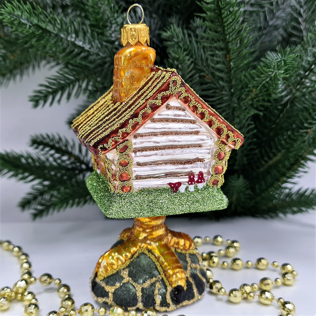 фото Стеклянная елочная игрушка Избушка на курьих ножках