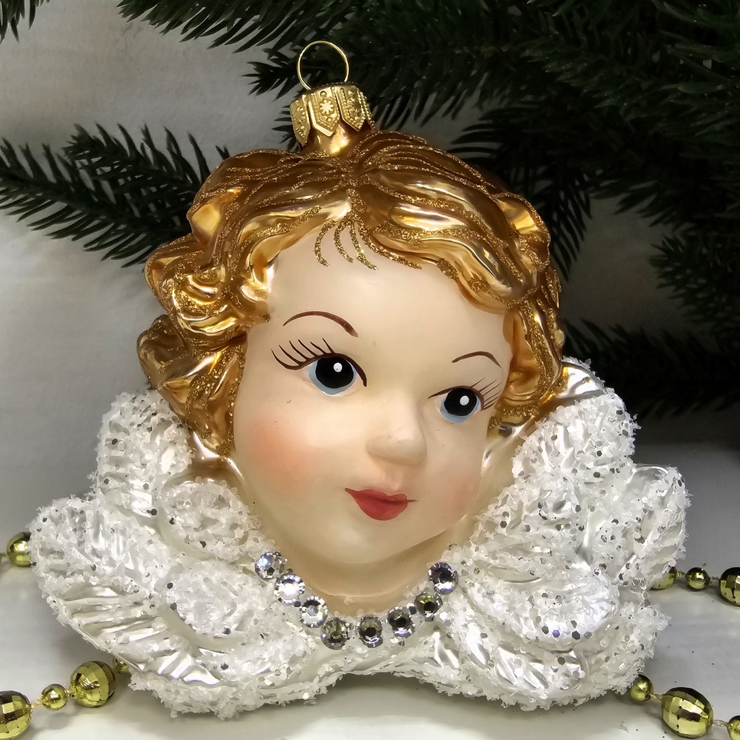 фото Стеклянная елочная игрушка Ангел малый