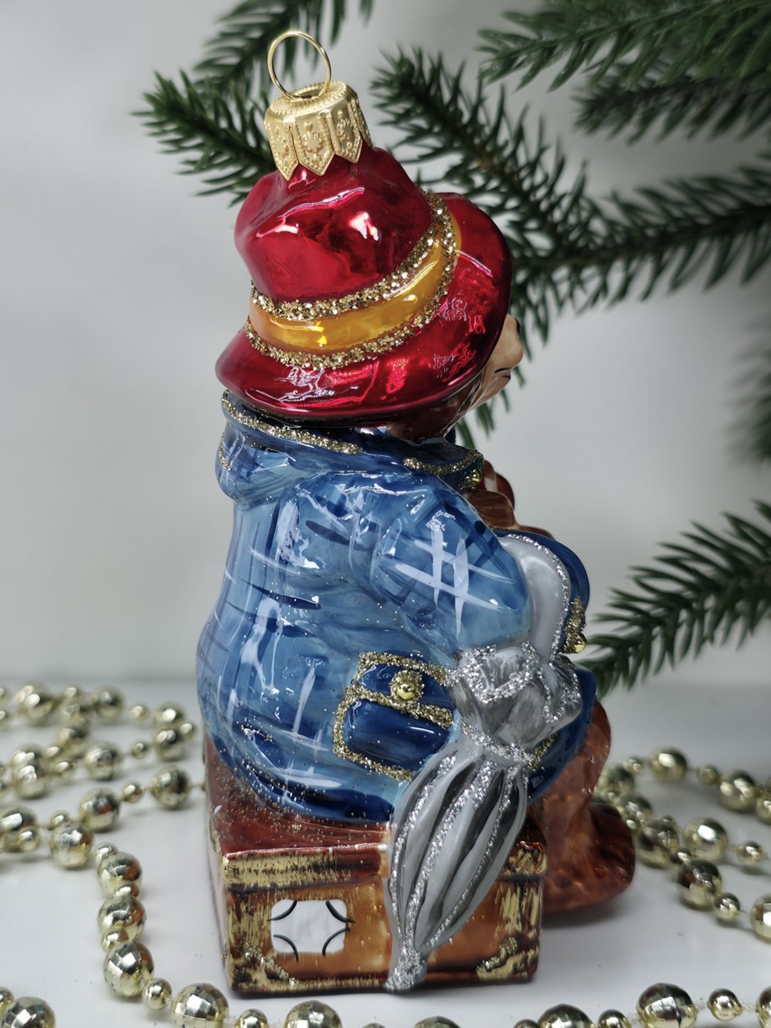 фото Стеклянная елочная игрушка Мишка Паддингтон