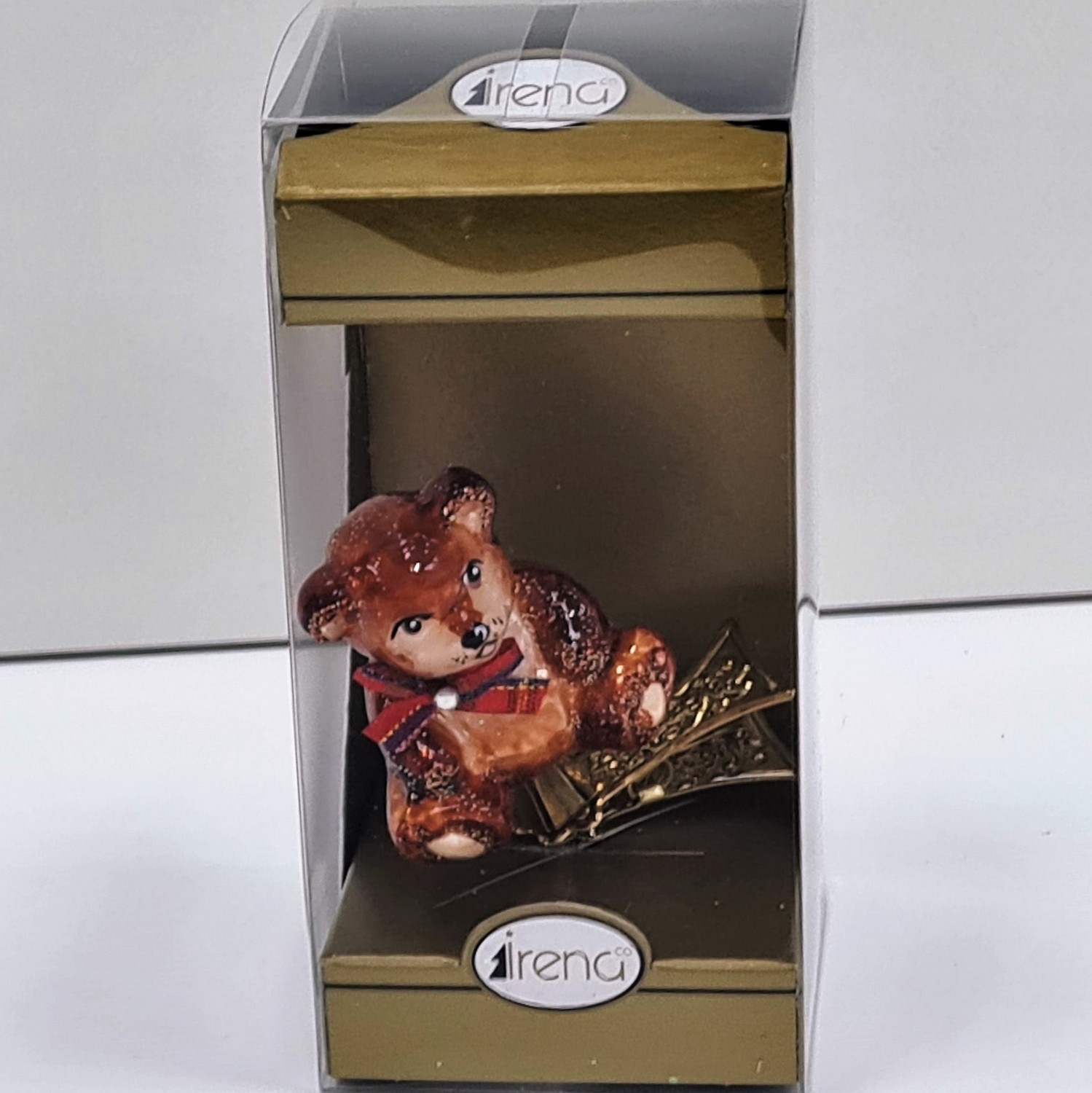 фото Стеклянная елочная игрушка Мишка на прищепке