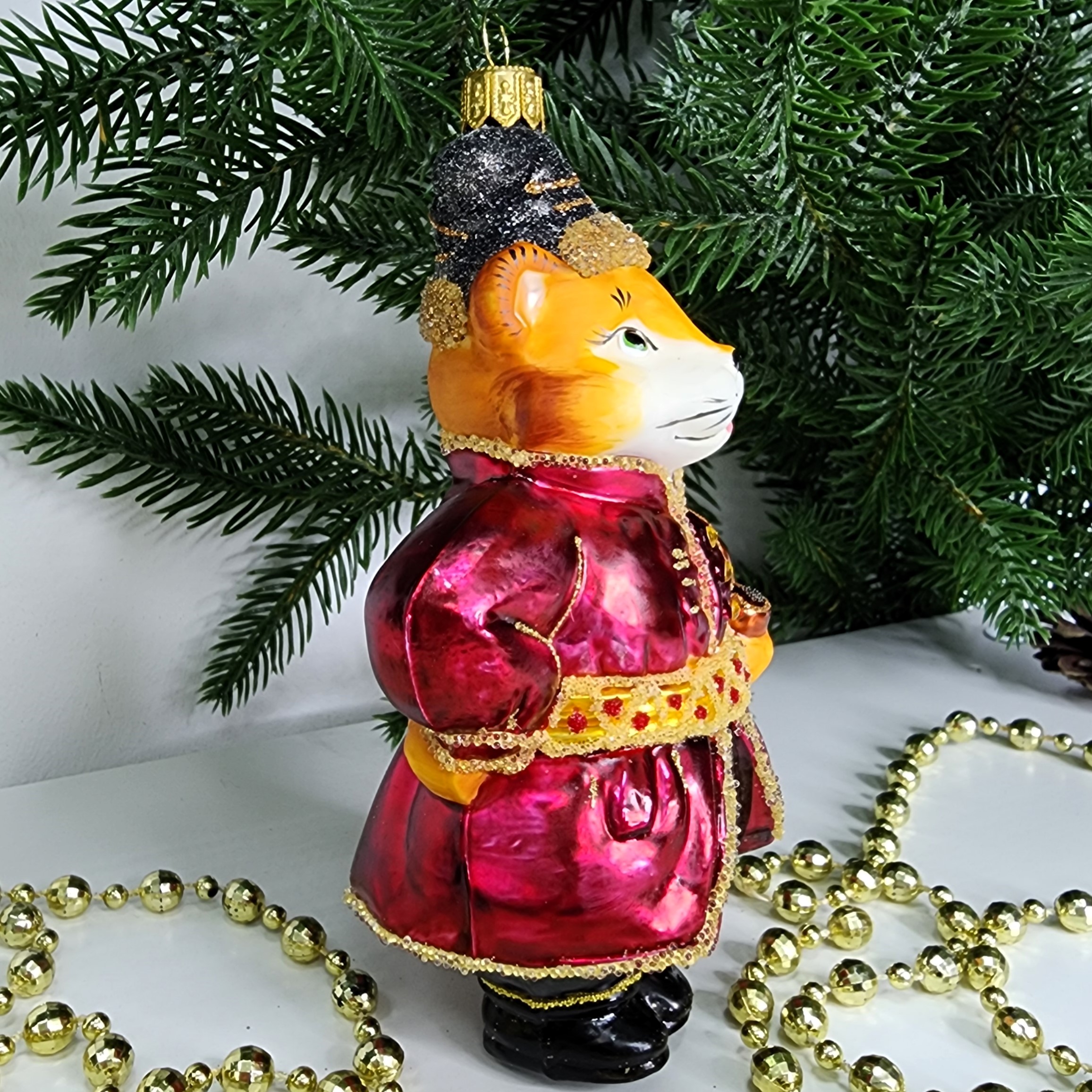 фото Стеклянная елочная игрушка Котофей