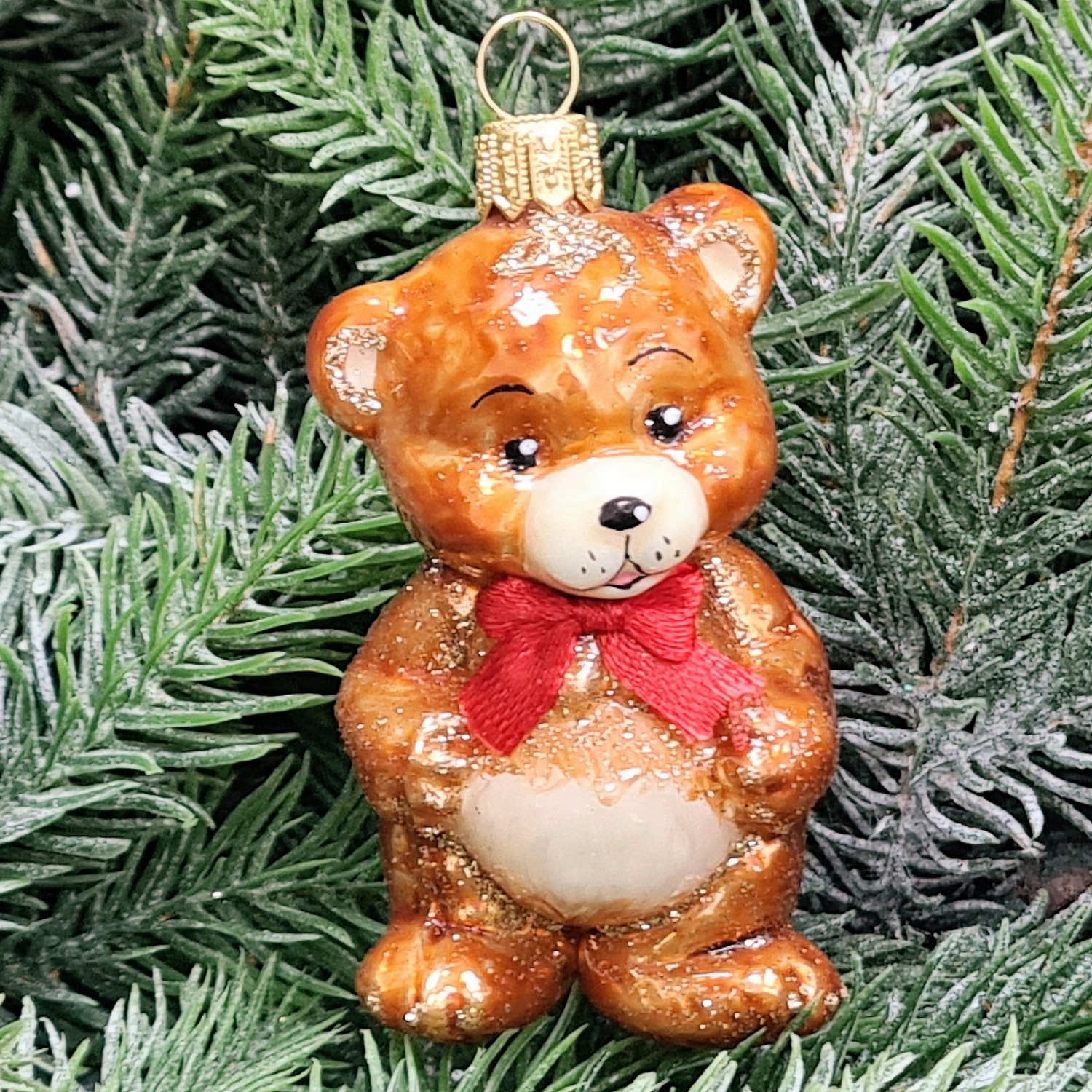 фото Стеклянная елочная игрушка Мишутка