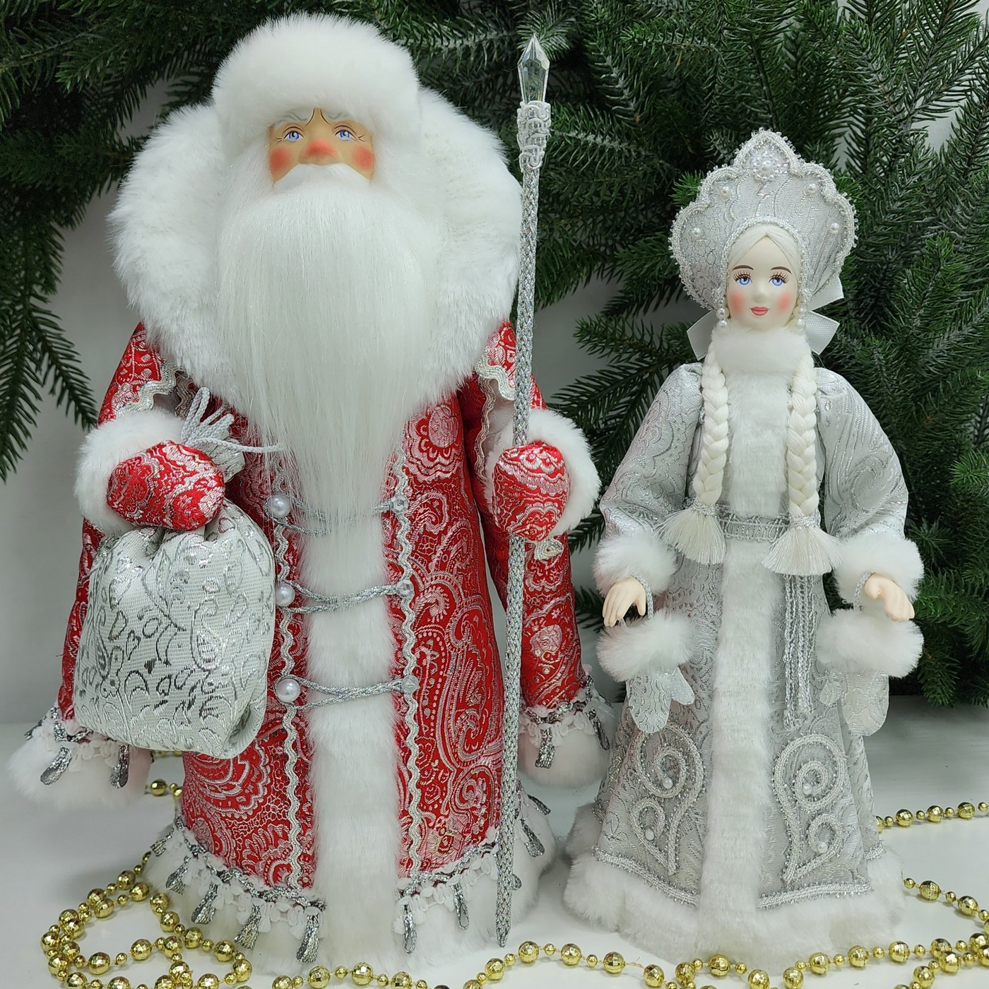 фото Набор Дед Мороз 34 см и Снегурочка 30 см №130