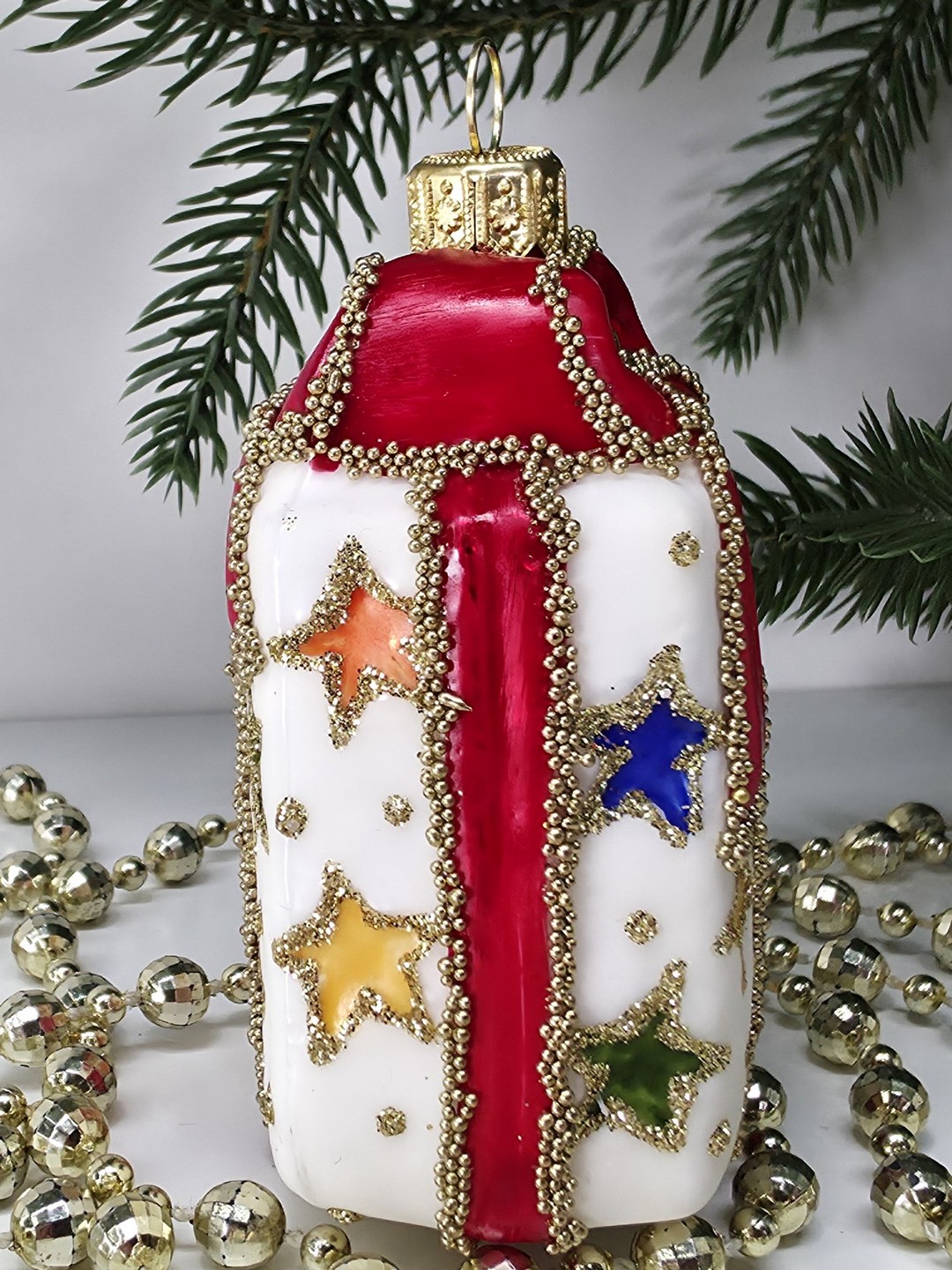 фото Стеклянная елочная игрушка Подарок винтаж