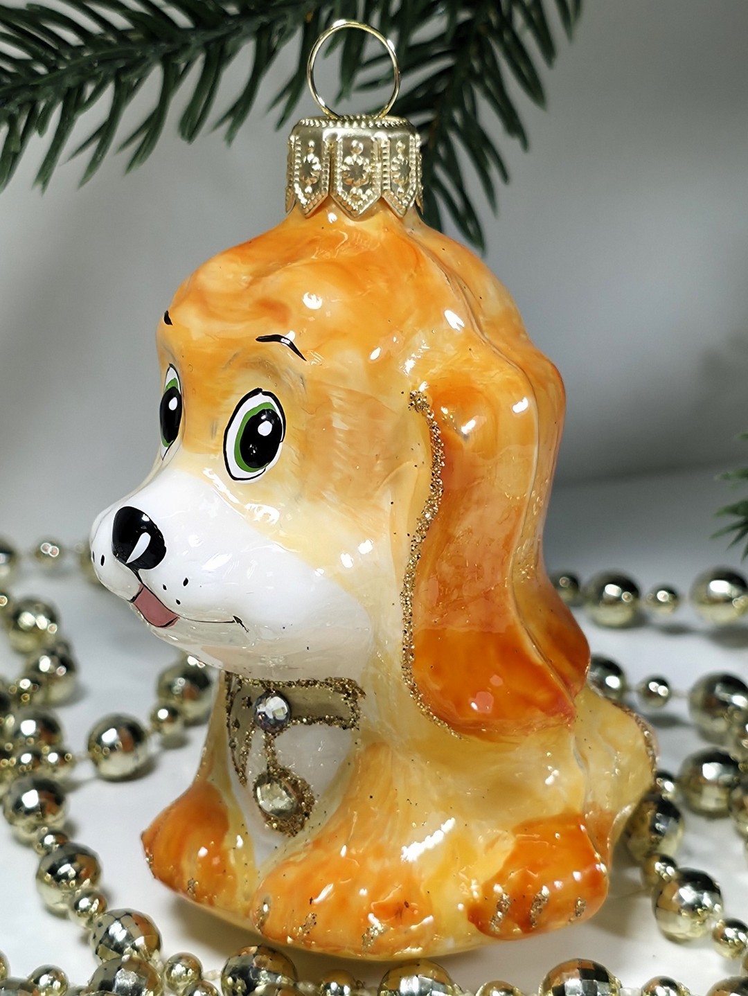 фото Стеклянная елочная игрушка Щенок