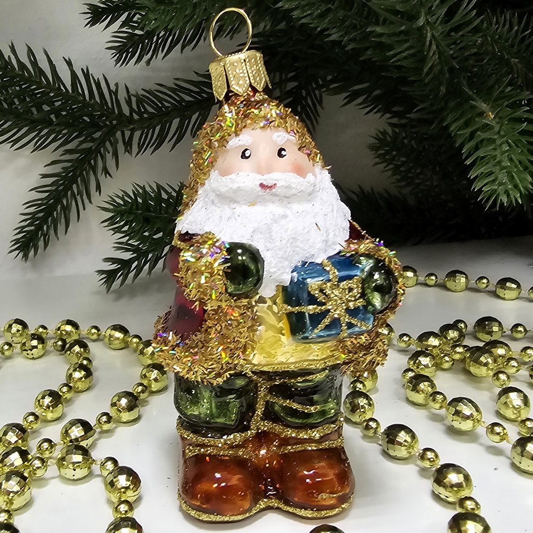 фото Стеклянная елочная игрушка Дед Мороз