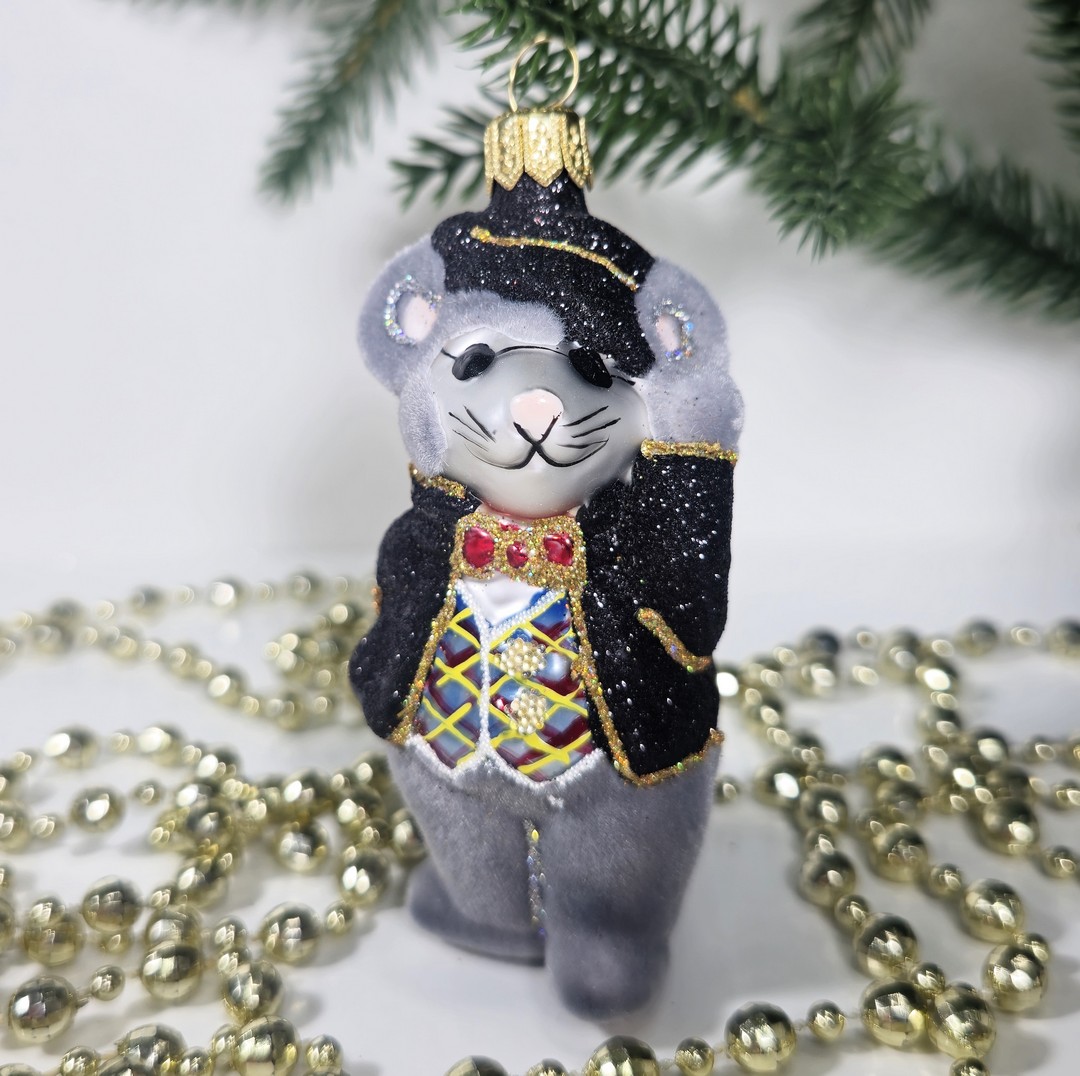 фото Стеклянная елочная игрушка Крот из Дюймовочки