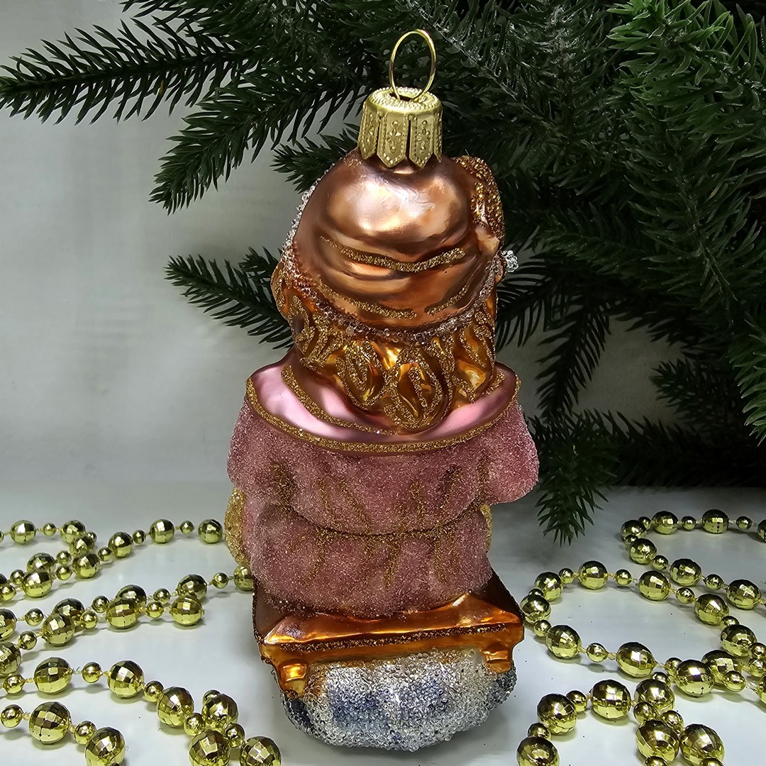 фото Стеклянная елочная игрушка Девочка на санях сахар