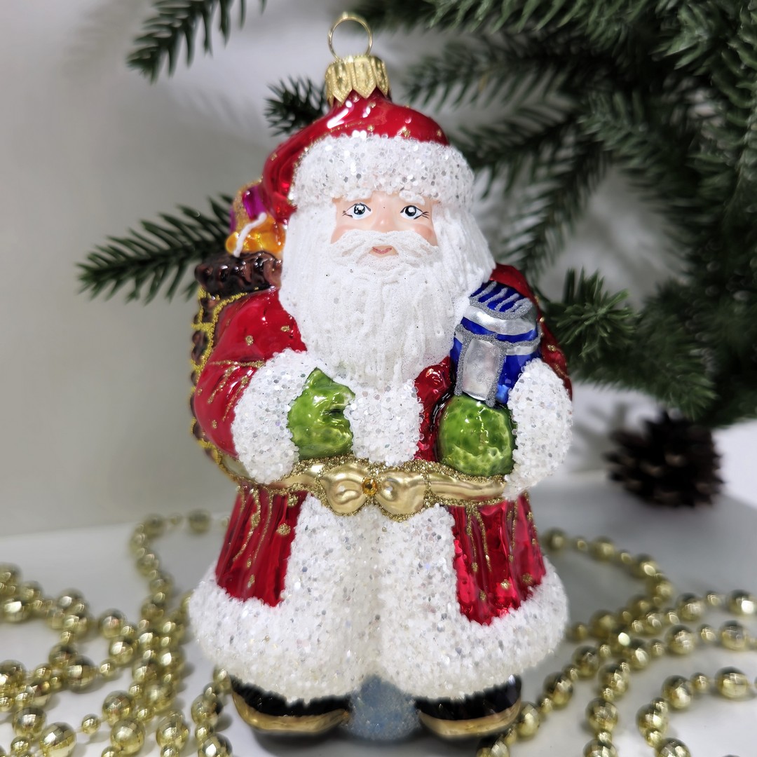 фото Стеклянная елочная игрушка Дед Мороз