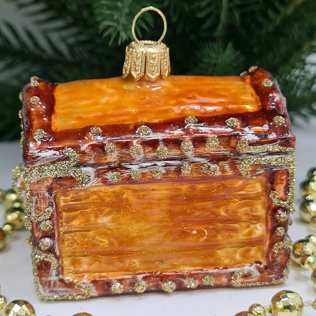 фото Стеклянная елочная игрушка Сундучок