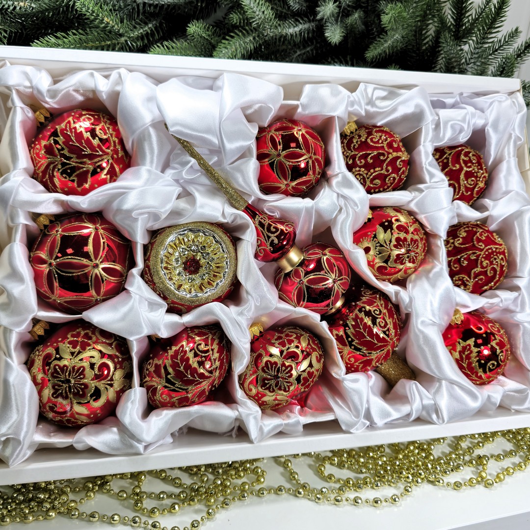 фото Набор елочных игрушек Бархат красный