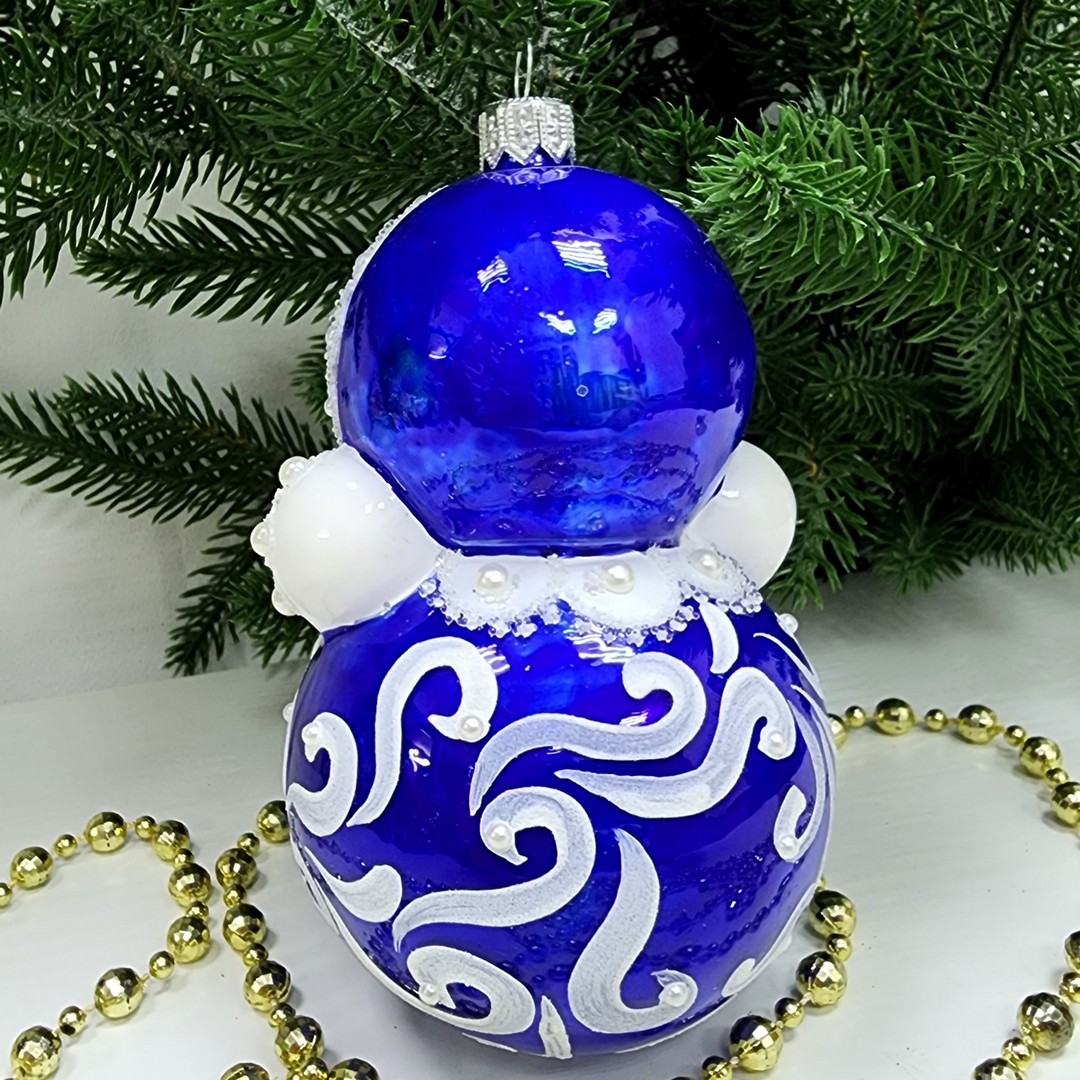 фото Стеклянная елочная игрушка Матрешка неваляшка